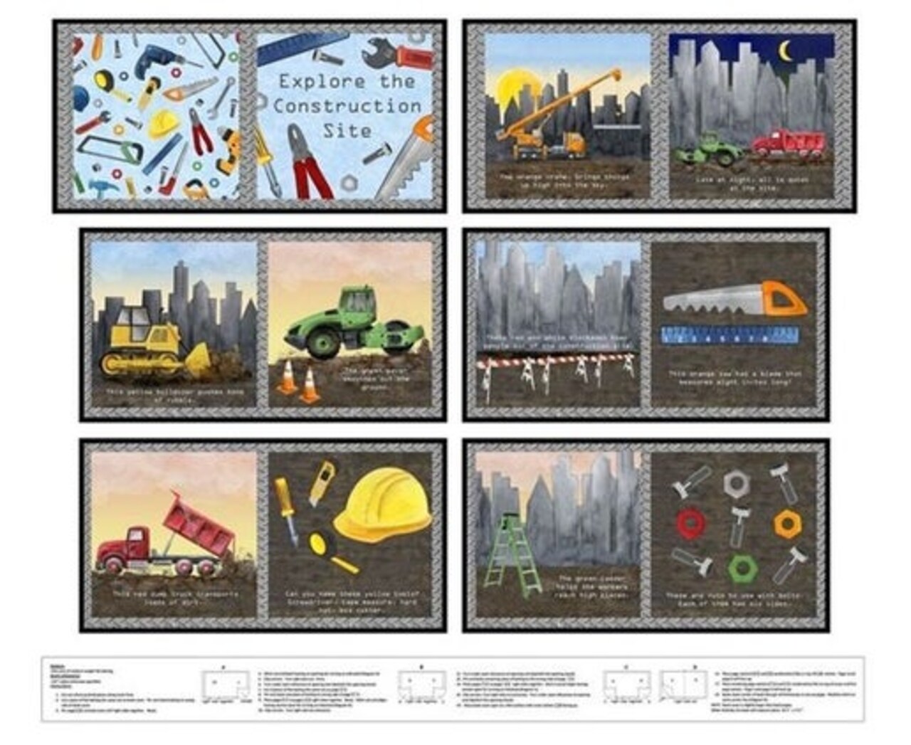Let's Get Building - Construction Book Panel 36" Cotton Panel